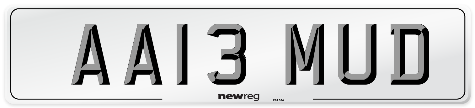 AA13 MUD Number Plate from New Reg